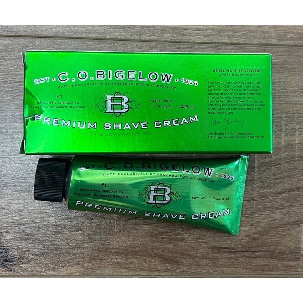 C.O. Bigelow Premium Travel Shave Cream for Men with Eucalyptus‎ Oil, 1.7 Ounce